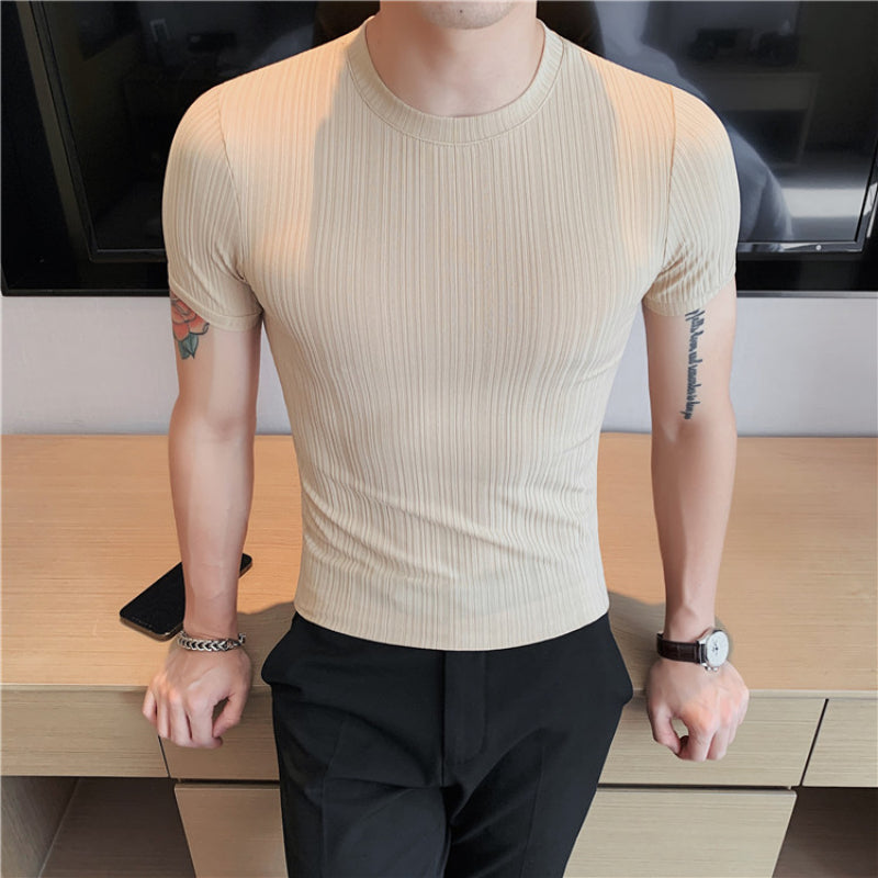 Men's Business Short Sleeve Elastic Slim T-Shirt