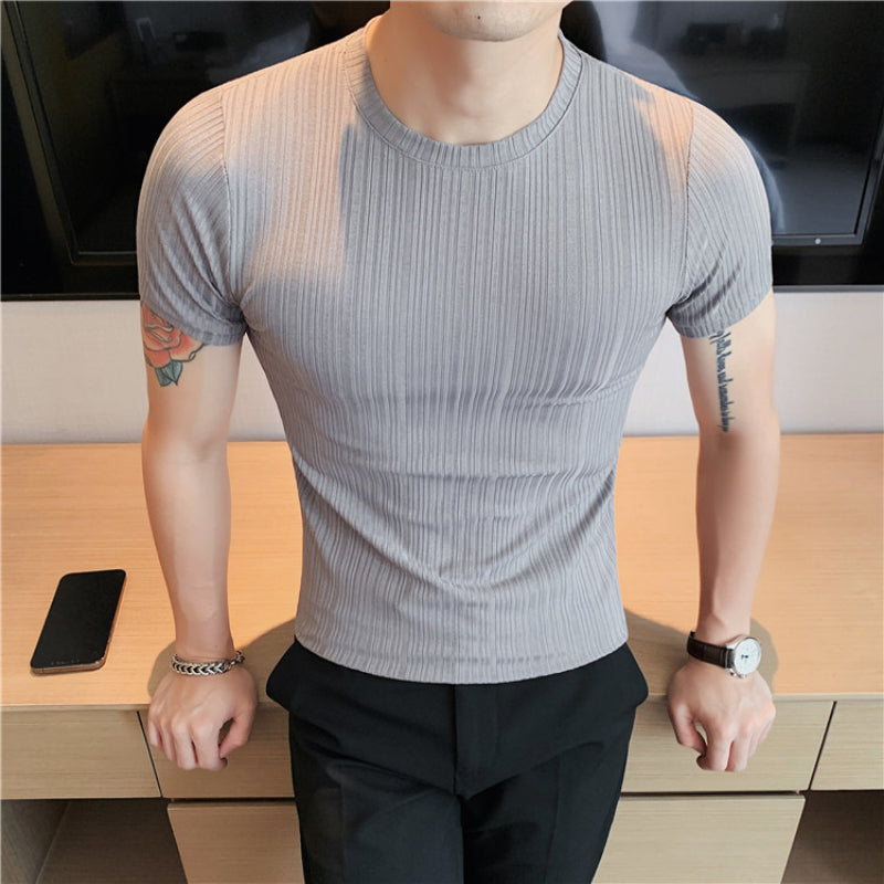 Men's Business Short Sleeve Elastic Slim T-Shirt