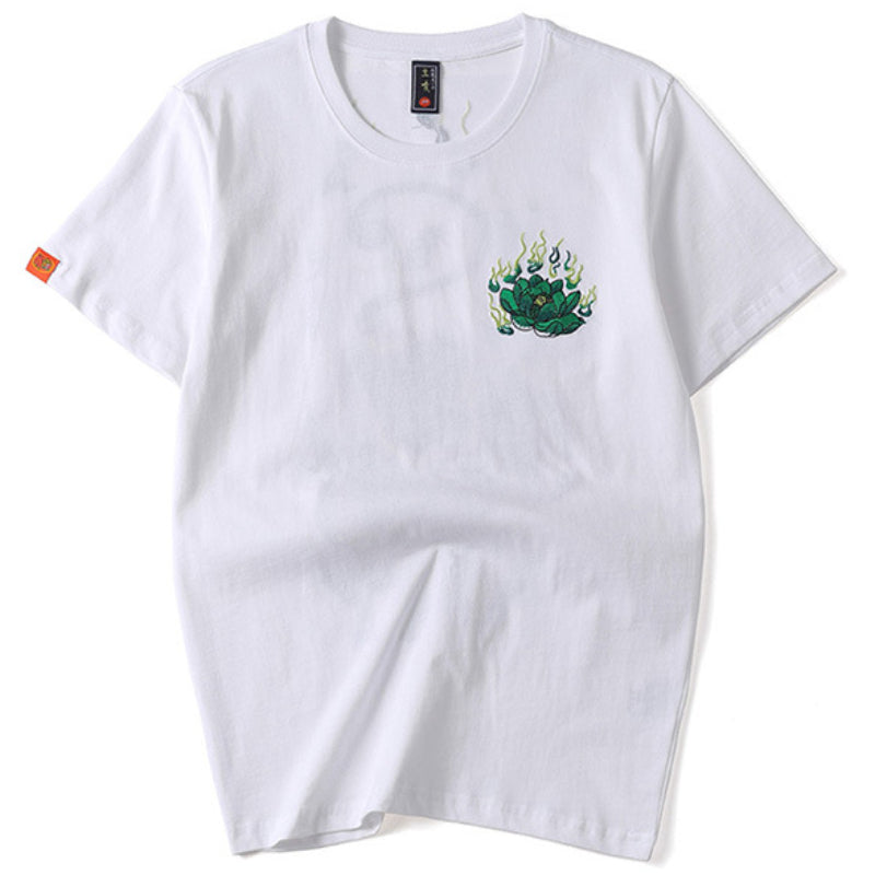 Embroidered Cotton Short-sleeved T-shirt