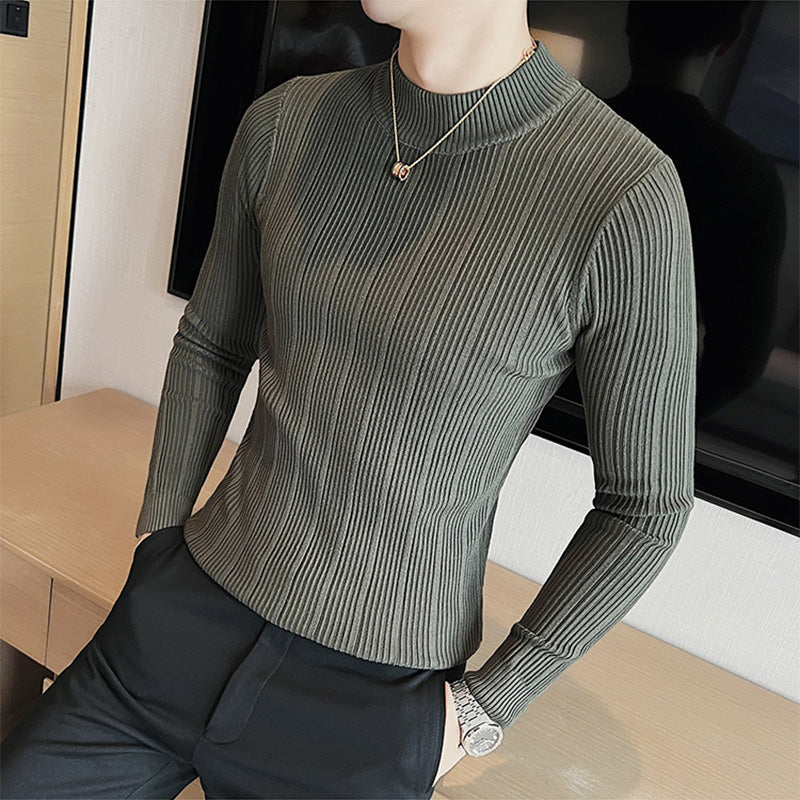 Men's Half High Neck Slim Long Sleeve T-Shirt