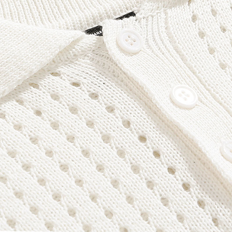 Men's Knit Short Sleeve Polo Shirt Vintage Solid T-Shirt