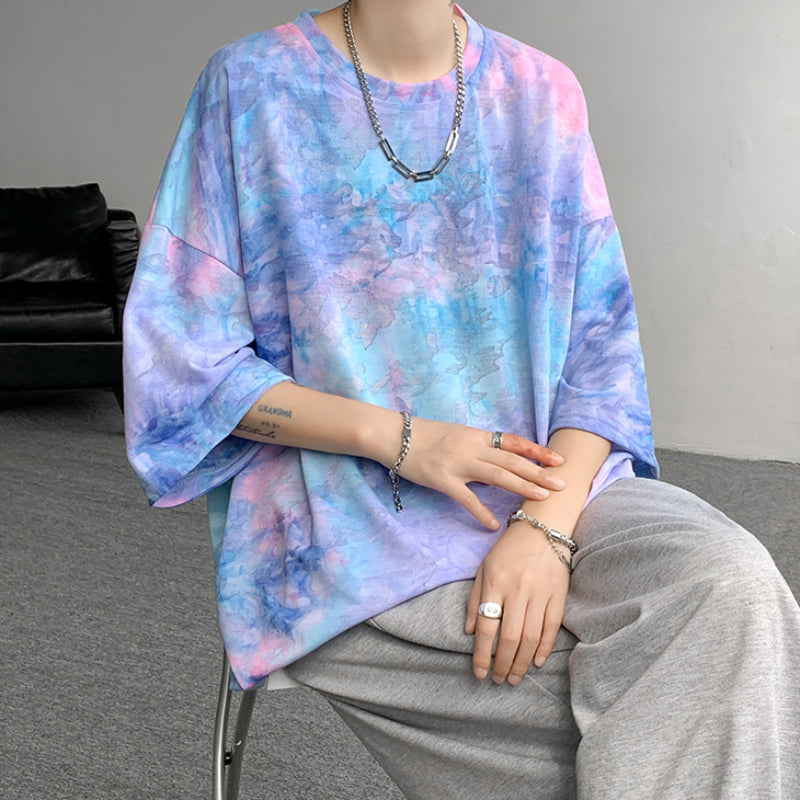 Tie-dye Ice Silk Quick-drying Short-sleeved T-shirt