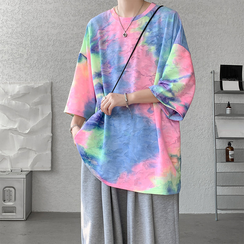 Tie-dye Ice Silk Quick-drying Short-sleeved T-shirt