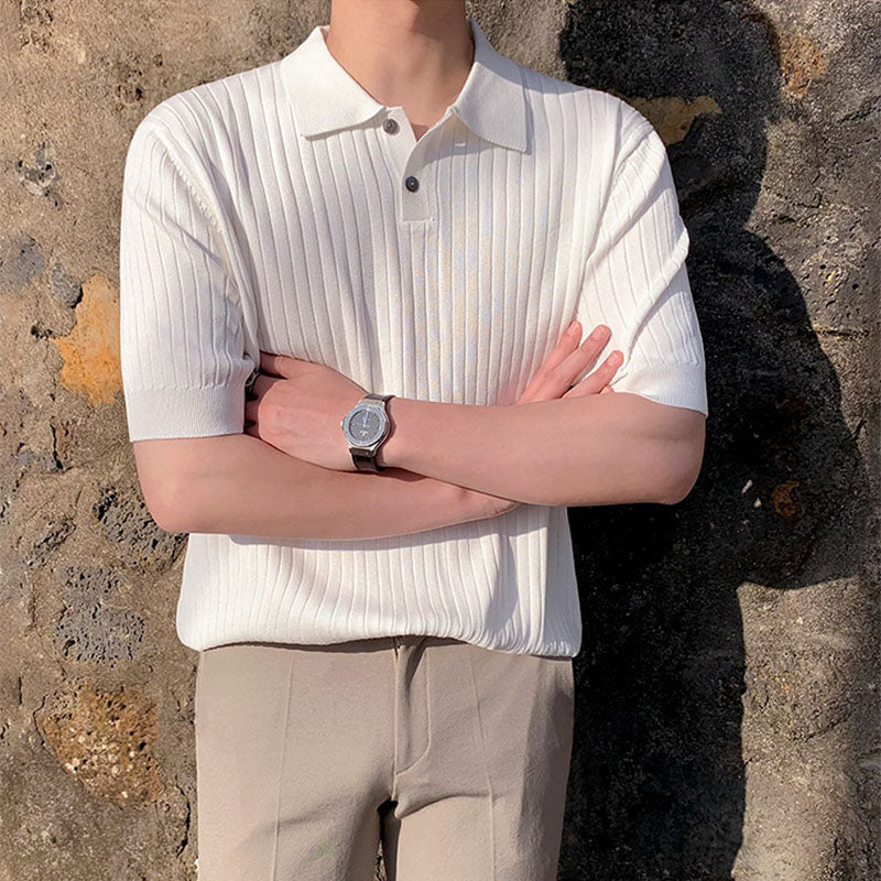 Men's Summer Short Sleeve POLO Shirt Knit T-Shirt
