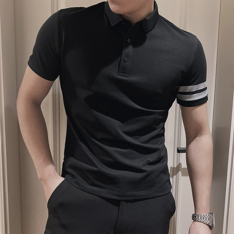 Men's Summer Collar Striped Slim Fit T-shirt