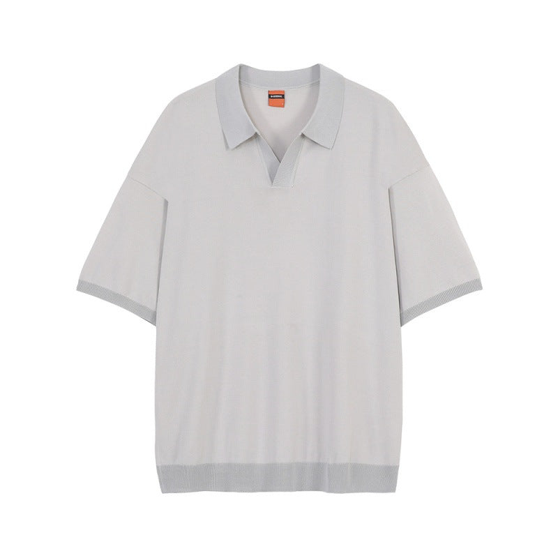 Men's Ice Silk Knit T-Shirt Short Sleeve POLO Shirt