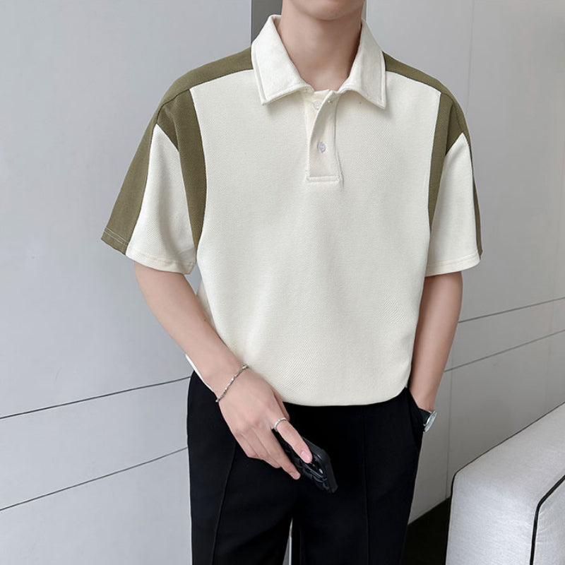 Men's Summer POLO Shirt Stitching Lapel Short-sleeved T-shirt
