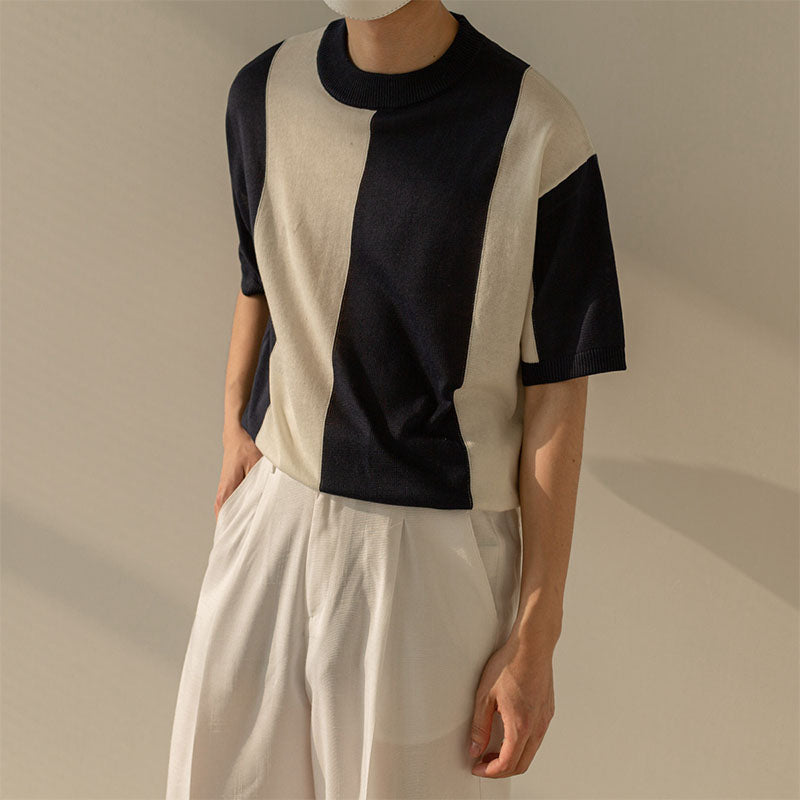 Men's Vintage Knitted Short Sleeve Bottoming Shirt