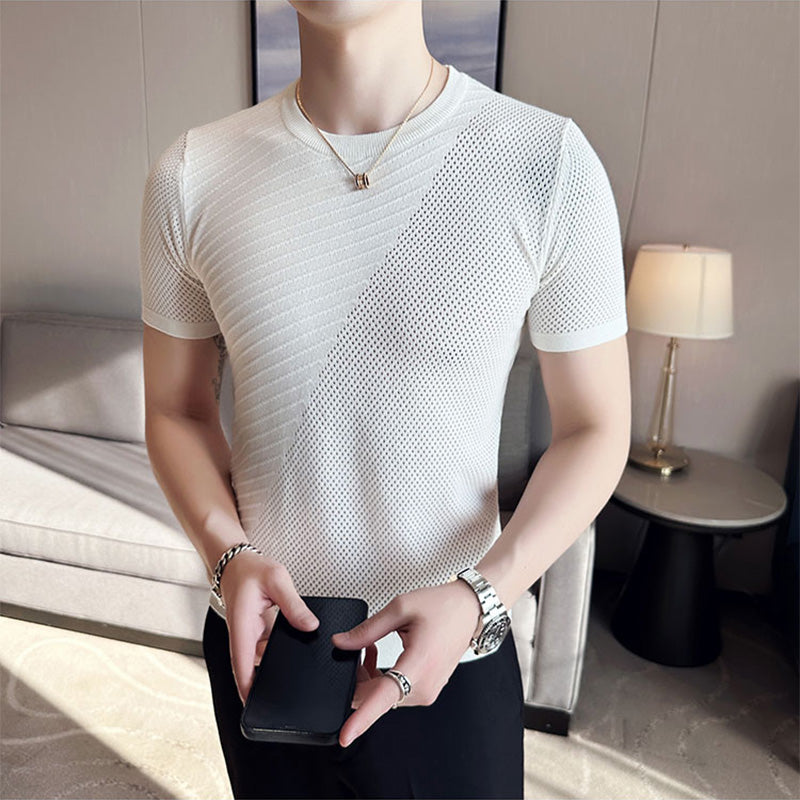 Men's Slim Fit Hollow Knit T-Shirt