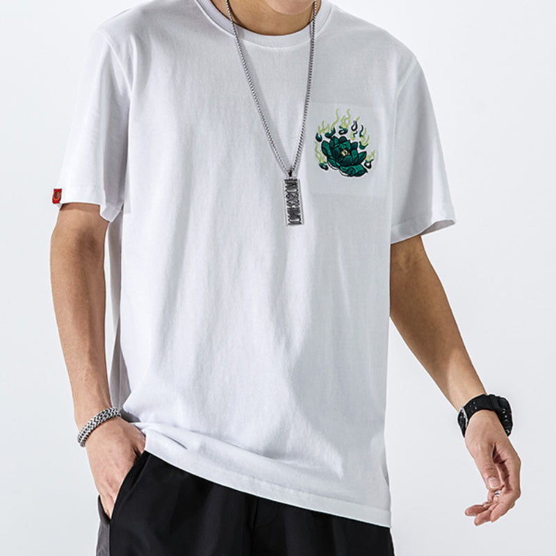 Embroidered Cotton Short-sleeved T-shirt