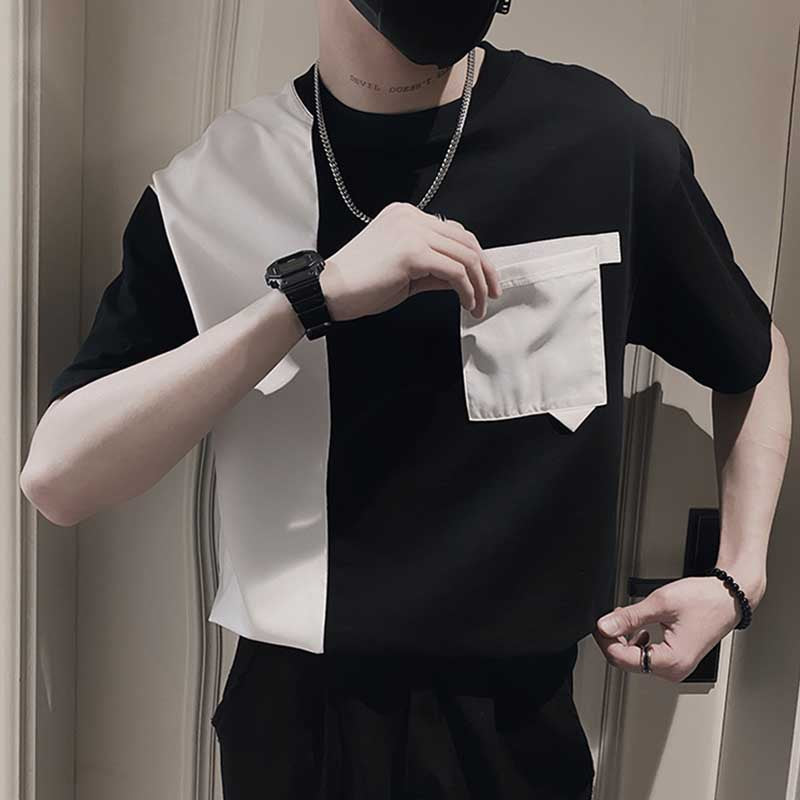 Men's Business Elegant Summer Casual Contrast Stitching Short-sleeved T-shirt
