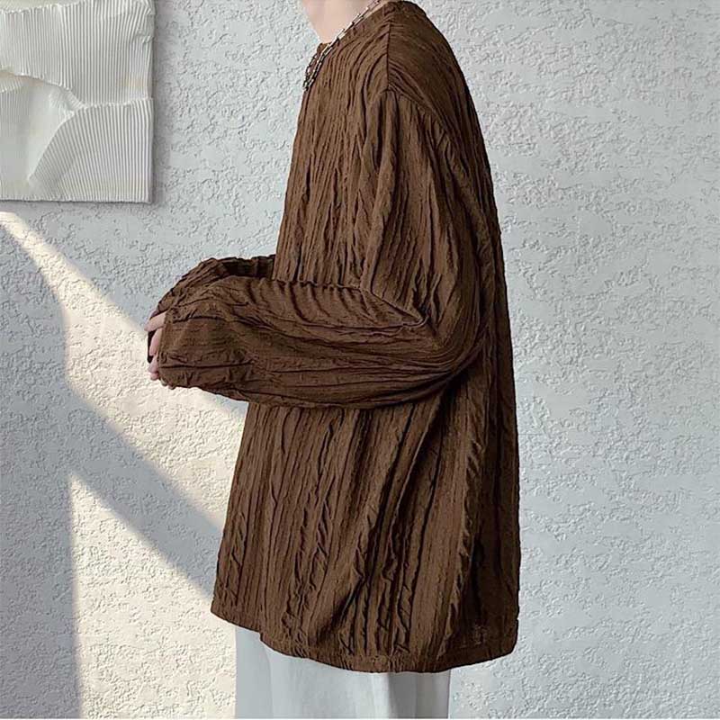 Men's Loose Drape Retro Casual Solid Color T-Shirt
