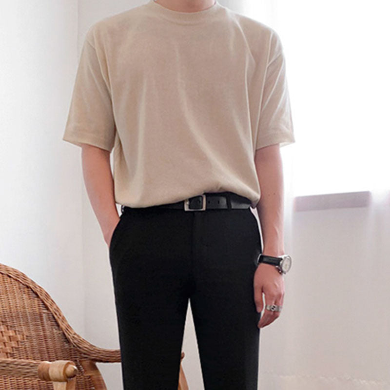 Men's Summer Slim Fit Short Sleeve Knit T-Shirt