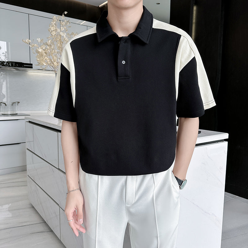 Men's Summer POLO Shirt Stitching Lapel Short-sleeved T-shirt