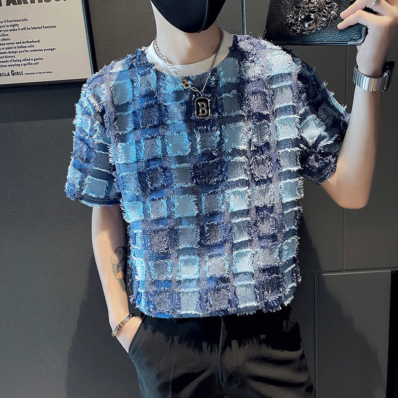 Men's Vintage Business Plaid Short Sleeve T-Shirt