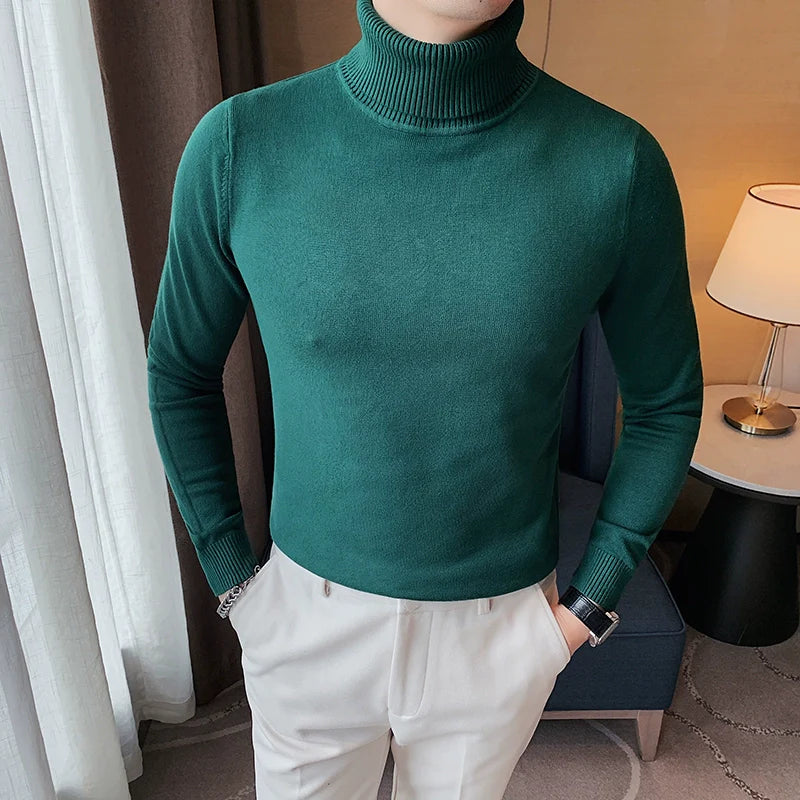 Men's Business Tight Mid High Collar Knitted Slim Fit T-shirt