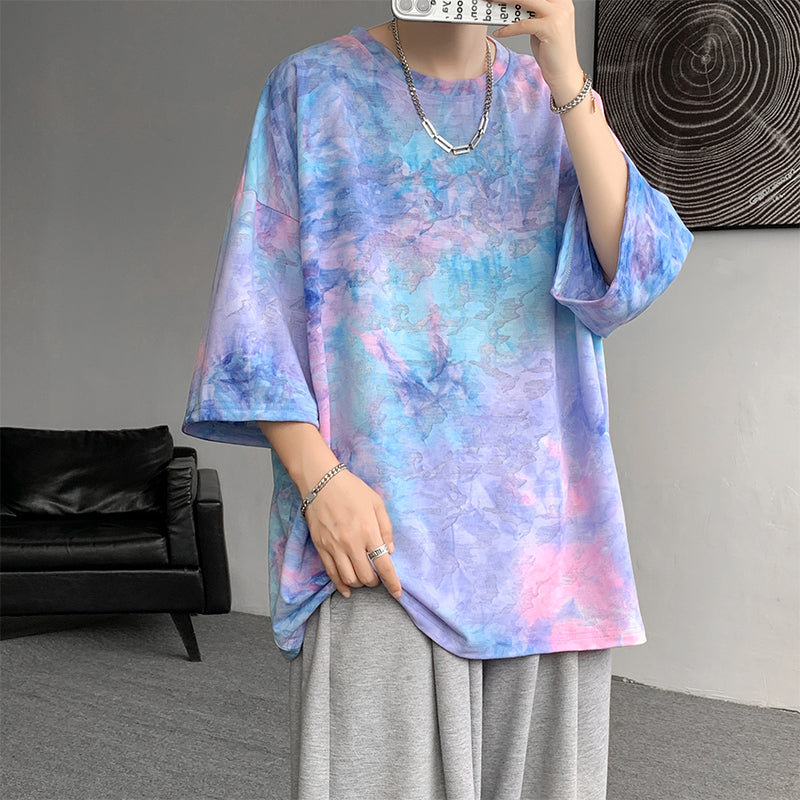 Tie-dye Ice Silk Quick-drying Short-sleeved T-shirt