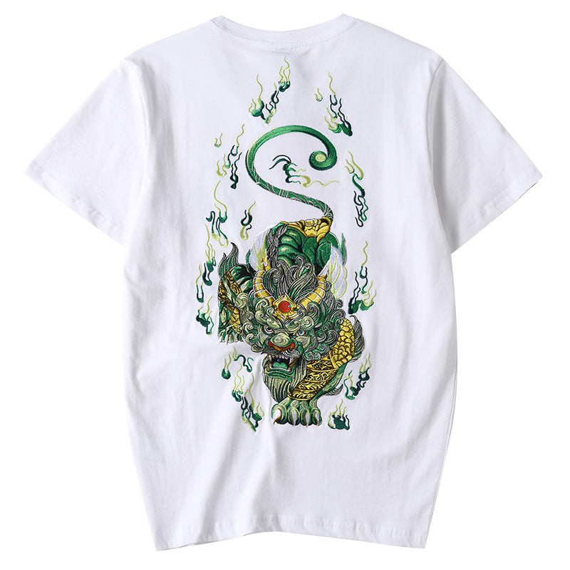 Embroidered Cotton Short-sleeved T-shirt