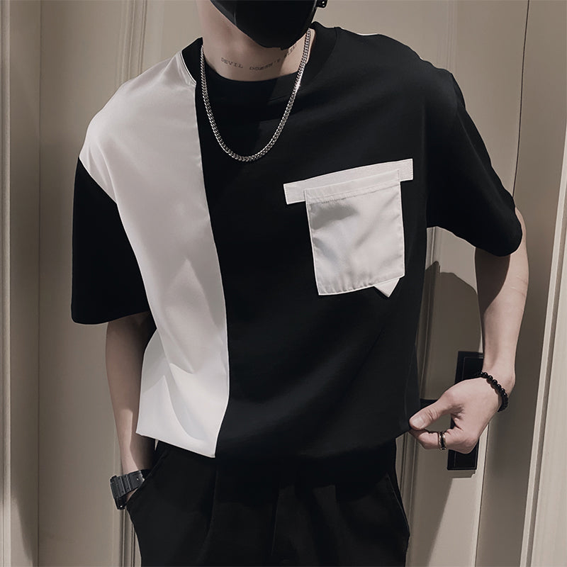 Men's Business Elegant Summer Casual Contrast Stitching Short-sleeved T-shirt