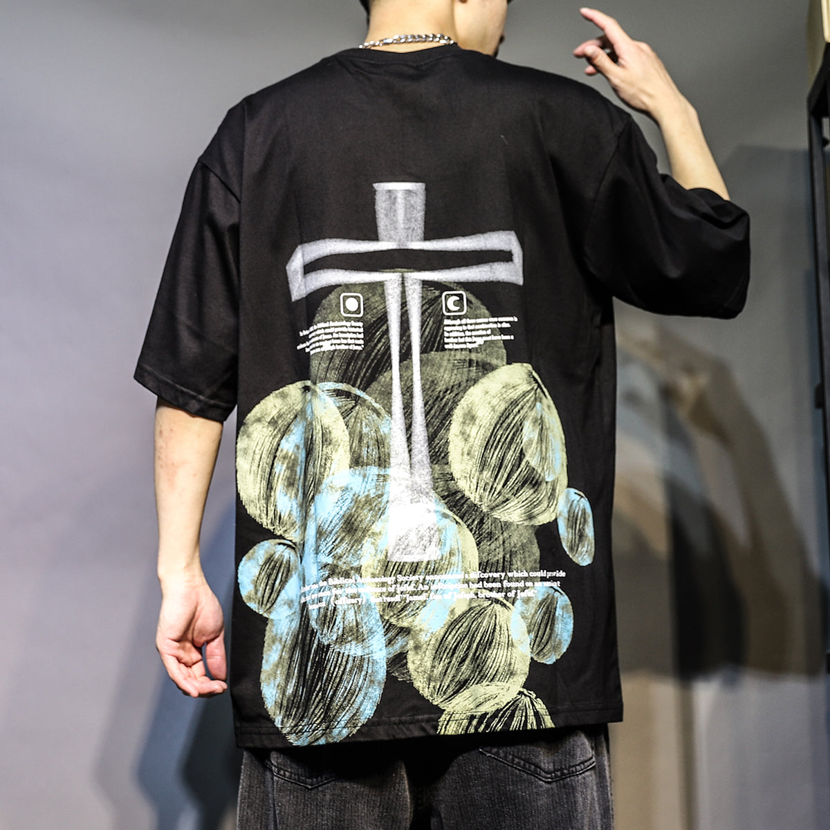 Cross Print Loose Tee