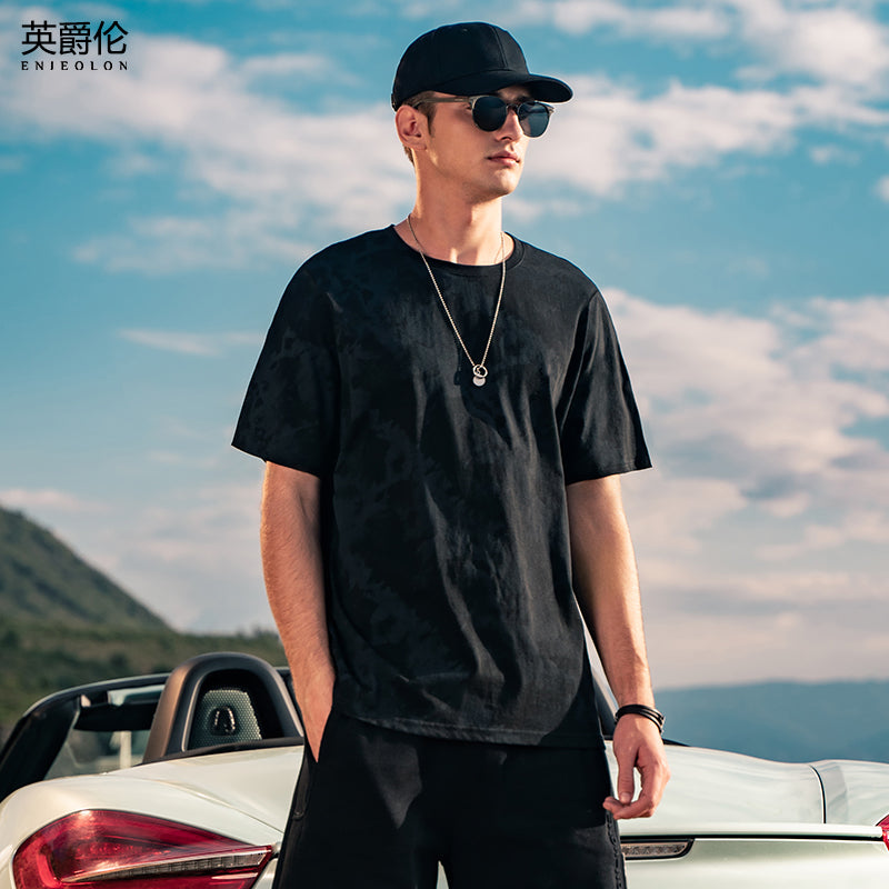 Men's British Retro Gradient Tie-dye Casual Loose Round Neck T-shirt