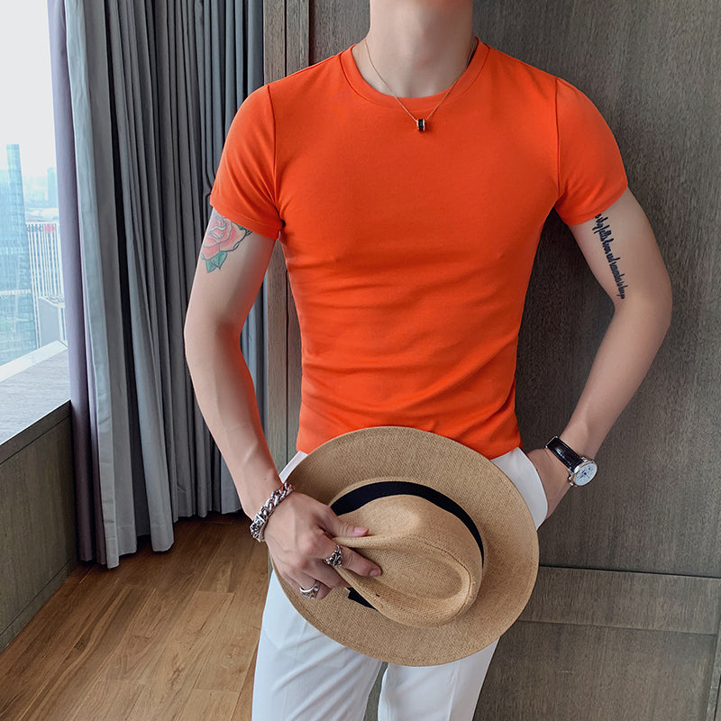 Men's Business British Summer Slim Elastic T-Shirt