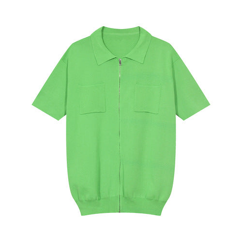 Men's Vintage Knit Short Sleeve Zip T-Shirt