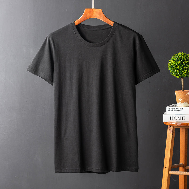 Men's Casual Solid Color Retro Round Neck Overalls Short Sleeve T-Shirt