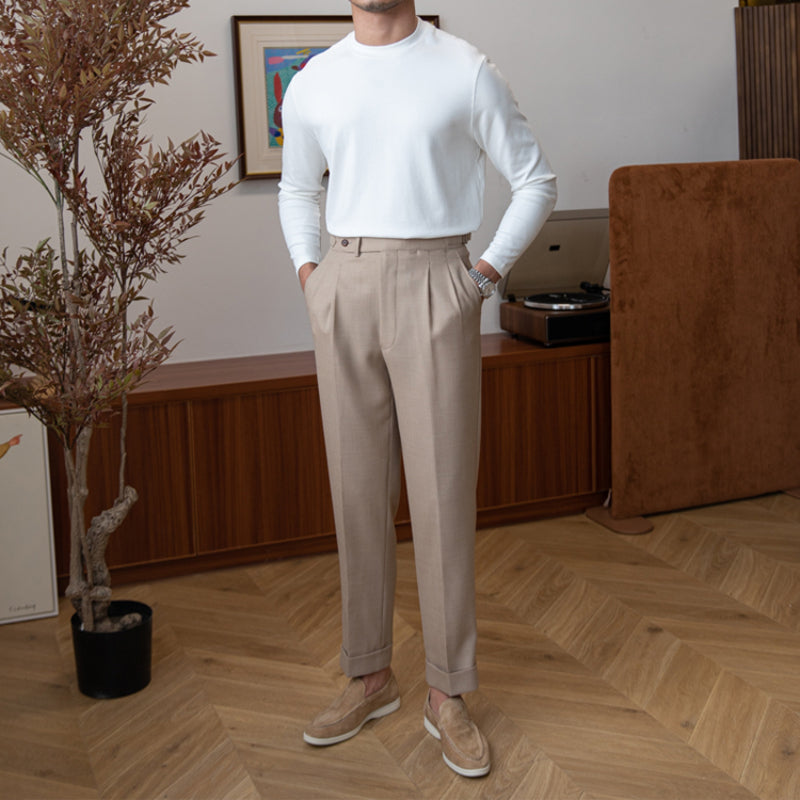 Men's Retro Casual Round Neck Long Sleeve Top, Vintage Style Basic Tee, Pullover Shirt