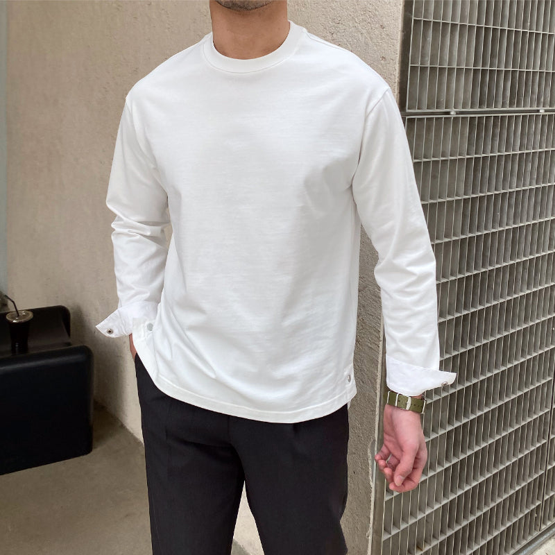 Men's Casual Cotton Long Sleeve Round Neck T-shirt