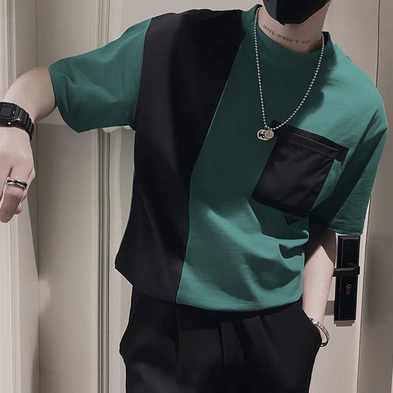 Men's Business Elegant Summer Casual Contrast Stitching Short-sleeved T-shirt