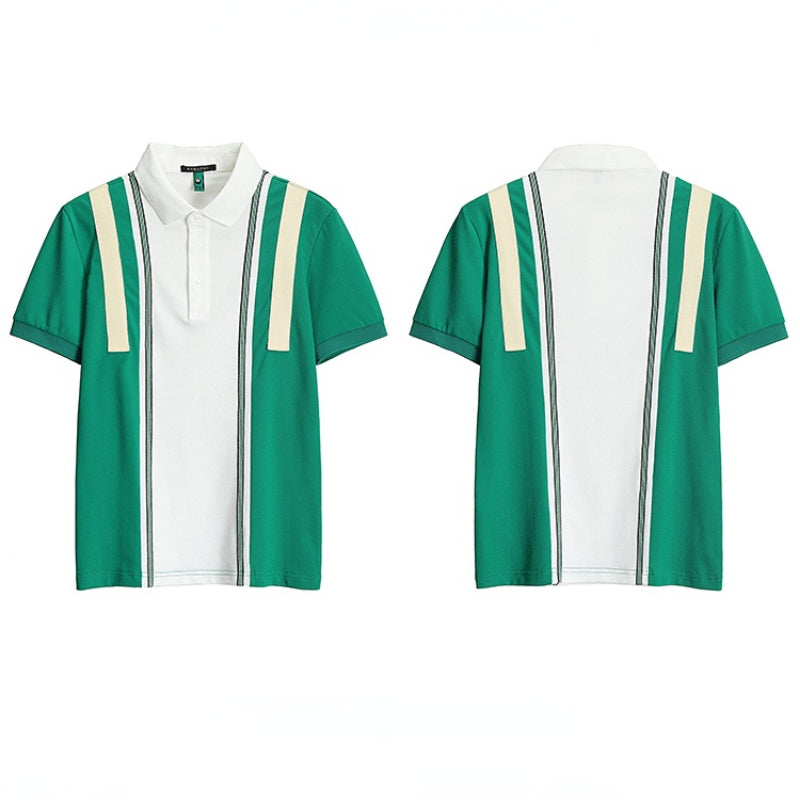 Men's British Casual POLO Stitching Lapel Slim Fit T-shirt