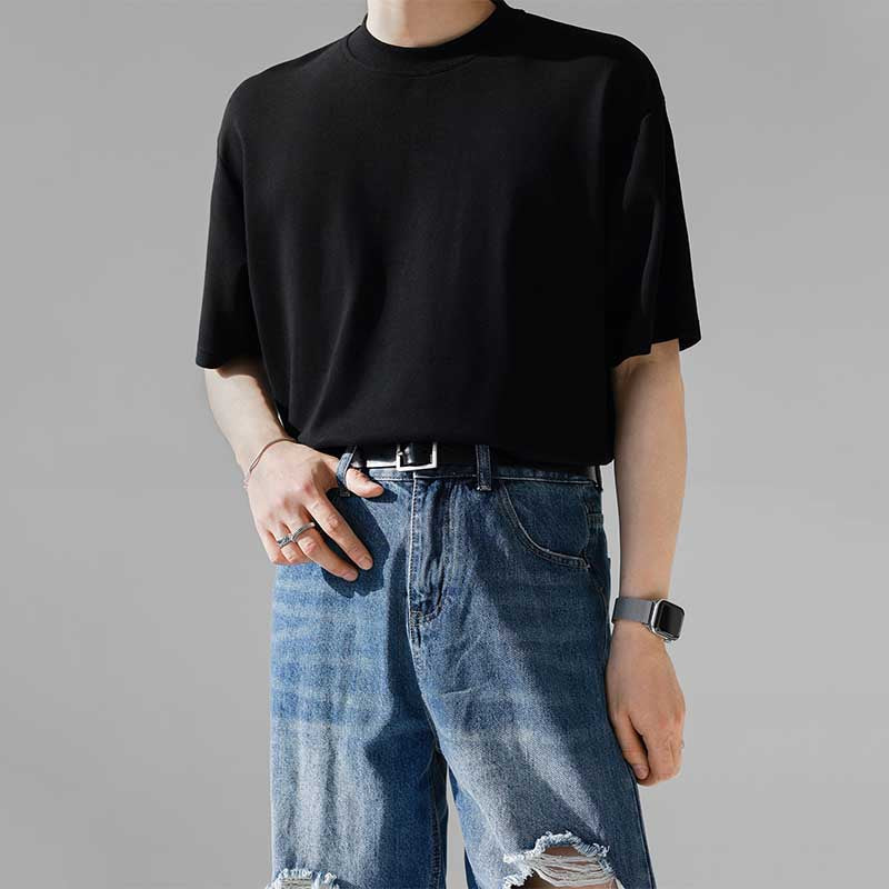 Loose and Versatile Round Neck Solid Color T-shirt